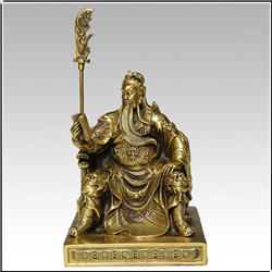 鎏金夜讀詩書銅關公擺件 鎏金夜讀詩書銅關公擺件