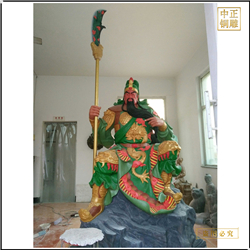 鑄銅關公 彩繪拿刀關公雕塑鑄造
