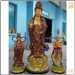鑄銅關公 彩繪觀音菩薩銅像