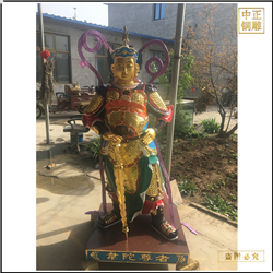 鑄銅關公 彩繪純銅韋陀銅像