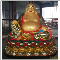 鑄銅關公 彩繪貼金彌勒佛坐像