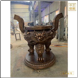 鑄銅關公 焚香供奉用銅香爐擺件