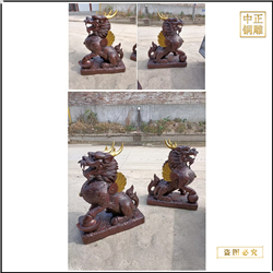 鑄銅關公 定制純銅麒麟擺件