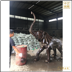 鑄銅關(guān)公 酒店別墅門口銅雕大象加工制作