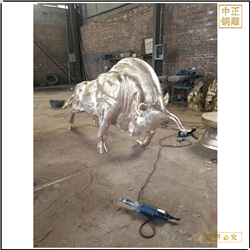 鑄銅關公 大型室外貼金銅牛雕塑鑄造