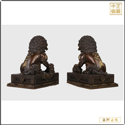 鑄銅關公 高端大氣銅獅子擺件