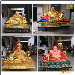 鑄銅關公 彌勒佛大肚笑銅佛像