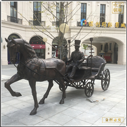 鑄銅關公 拉馬車步行街景觀雕塑