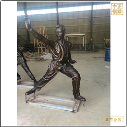 鑄銅關公 練跆拳道人物雕塑鑄造