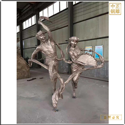 鑄銅關公 扭秧歌人物雕塑