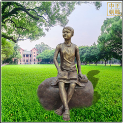 小女孩看書校園銅雕塑 小女孩看書校園銅雕塑