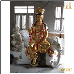 鑄銅關公 彩繪文殊普賢銅佛像