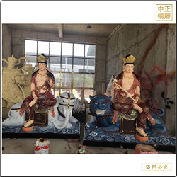 佛堂銅像文殊普賢擺件 佛堂銅像文殊普賢擺件