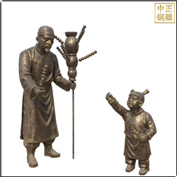 鑄銅關公 賣冰糖葫蘆民俗雕塑