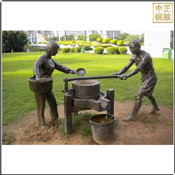 鑄銅關(guān)公 推石磨民俗人物雕塑