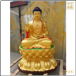 鑄銅關公 貼金釋迦牟尼佛銅像