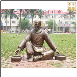 鑄銅關公 中醫抓藥人物雕塑