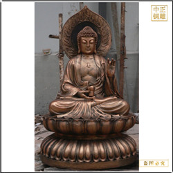 鑄銅關公 貼金彩繪釋迦牟尼佛銅像