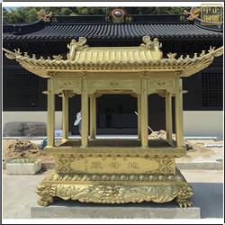 鑄銅關(guān)公 黃色銅香爐定制