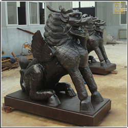 鑄銅關公 帶翅膀銅麒麟雕塑