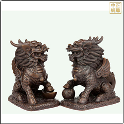 鑄銅關公 小型銅麒麟制作廠家