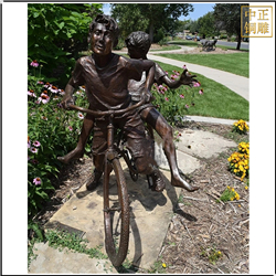 鑄銅關公 騎車子帶人景觀人物雕塑