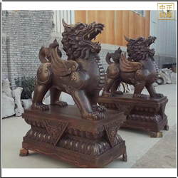 鑄銅關公 站像帶底座銅麒麟雕塑