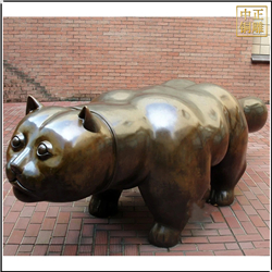 鑄銅關公 抽象胖乎乎小貓銅雕塑