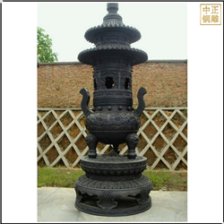 鑄銅關公 圓形銅香爐雕塑