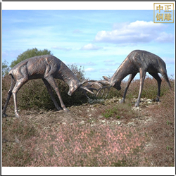 鑄銅關(guān)公 大型銅鹿打架雕塑