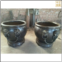 鑄銅關(guān)公 帶底座銅大缸雕塑定制