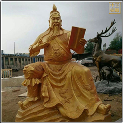 鑄銅關(guān)公 純黃銅關(guān)公看書(shū)雕像