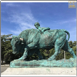 鑄銅關(guān)公 廣場(chǎng)大型人與銅牛雕塑