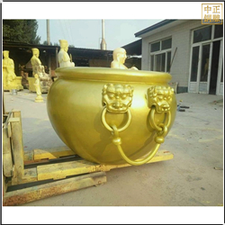 鑄銅關公 黃銅別墅庭院養花養魚銅缸