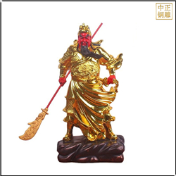 鑄銅關公 紅臉貼金關公雕塑
