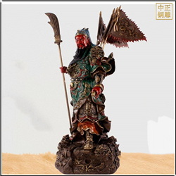 鑄銅關公 紅臉小型關公雕塑擺件