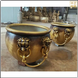 鑄銅關公 現代藝術銅大缸雕塑