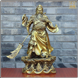 鑄銅關(guān)公 黃銅提刀關(guān)公雕塑像