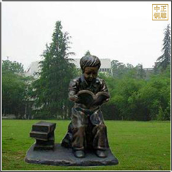 鑄銅關(guān)公 小孩讀書雕塑